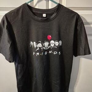Black Graphic T-Shirt with Friends Design